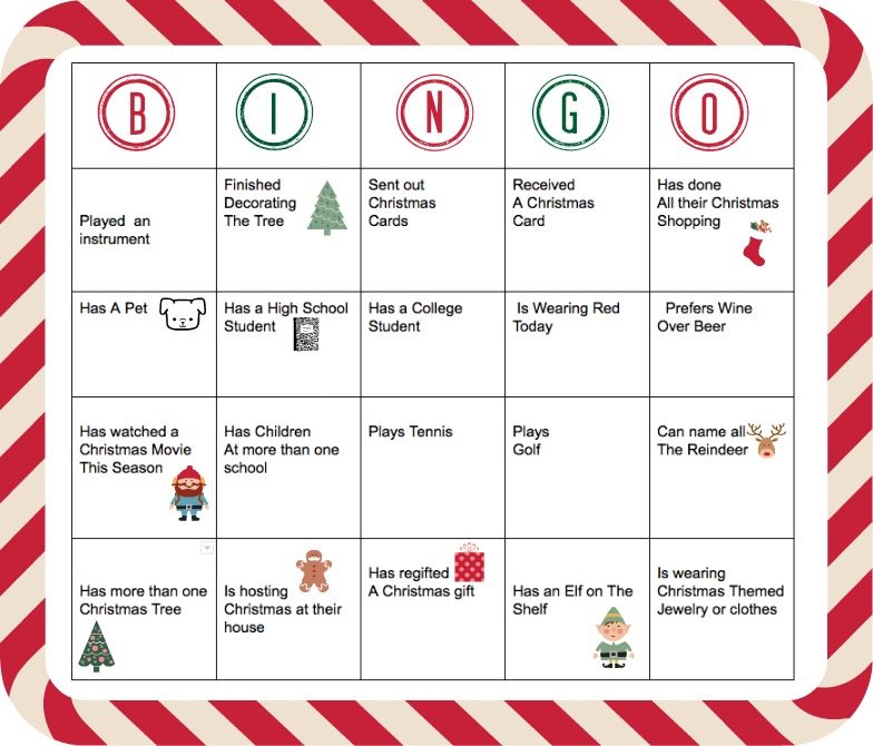 Christmas human bingo